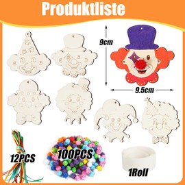 Children's Wooden Craft Set, Clown Wood, Children's Craft Set, Table Decoration, Circus Decoration, Craft Circus Decoration, Children's Birthday Party, Wall Door Decoration, DIY Creative Crafts