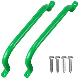 Purife 17'' Metal Playground Safety Handle (Set of 2), Outdoor Swing Set Safety Grab Bar, Playset Handles, Hand Grips for Playhouse, Treehouse Jungle Gym - Green
