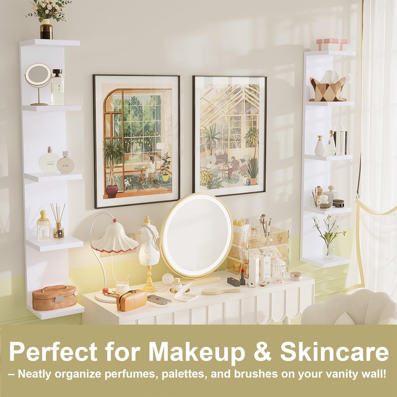 LitaEther 5 Tier White Lack Wall Shelf - Multi-Functional Display