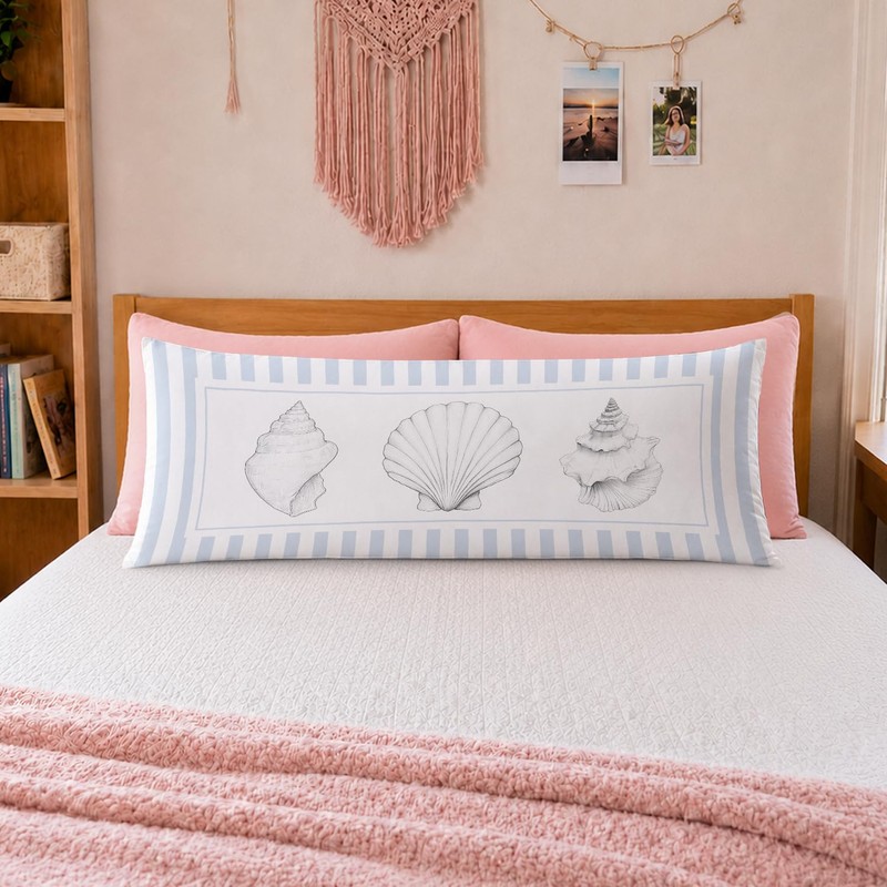 Blue Beach Coastal 20x54 Body Pillow Pillowcase Cover with Zipper