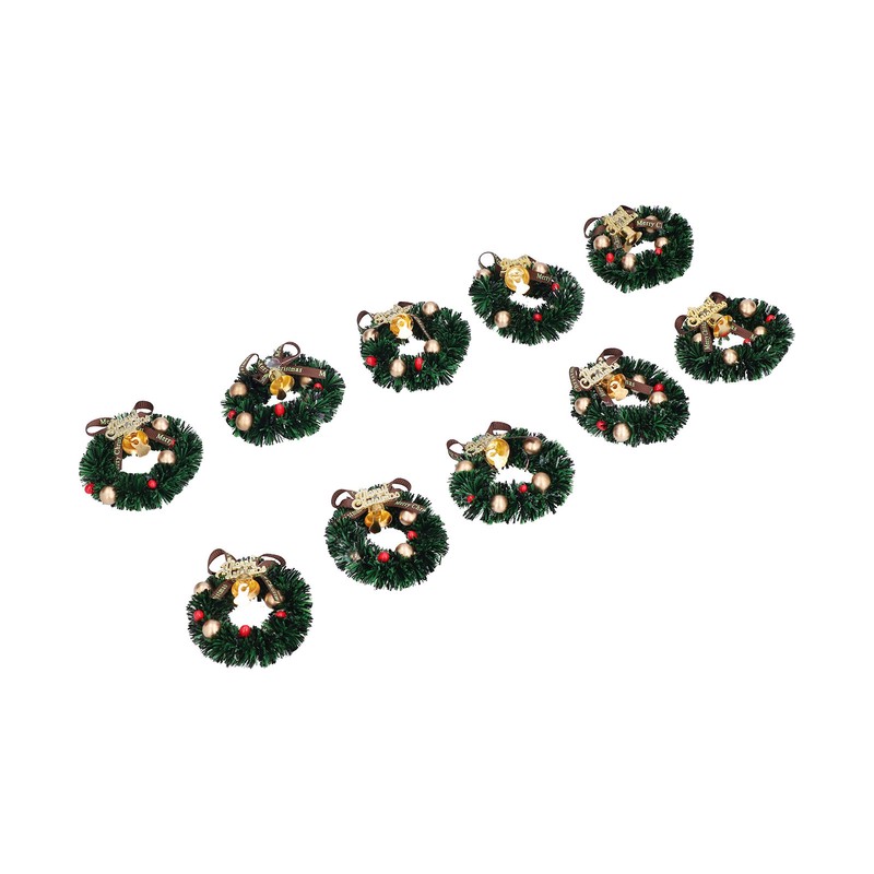 10Pcs Christmas Wreaths Miniature Scene Models Dollhouse Accessories for Above