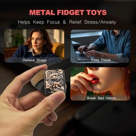 HIDEDC Evil Dragon Fidget Slider, EDC Fidget Toys Adults Sensory Toy Haptic Slider, Home Office Gadgets Executive Desk Toy for Keep Focus & Stress Relief, Gift for Him (Copper/Brass)