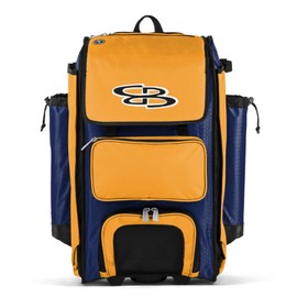 Boombah Catchers Superpack Hybrid Rolling Bat Bag - BM-9060C23 Royal/Gold - Wheeled & Backpack Version