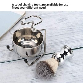 Set de Afeitado para Hombre de Acero Inoxidable con Jabonera, Brocha y Soporte de Pie