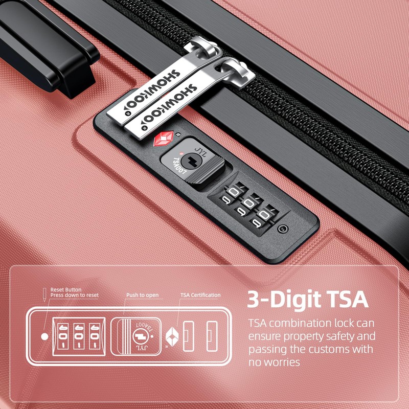 SHOWKOO Luggage Sets Expandable PC+ABS Durable Suitcase Sets Double Wheels