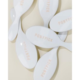 Pony Pick - White Mini Hair Brush - Travel size, Compact Hair Brush for Wet & Dry Hair - On-the-go Travel - Easy to Use Hair Detangler Brush