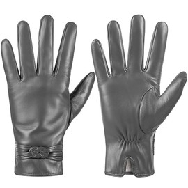 QNLYCZY Winter Leather Gloves for Women,Warm Cashmere Lining Touchscreen Texting Driving Fashion Glove