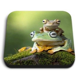 1 x Square MDF Fridge Magnet - Cute Green Tree Frog Baby 2764