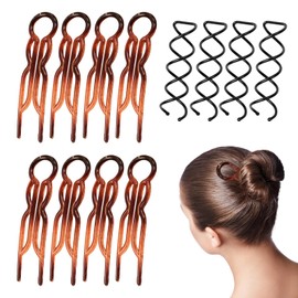 8 PCS French Hair Pin for Women,U Shaped Hairpins,with 4 Spiral Clips,Firmly Fixed,Simple and Convenient to Use,for Daily Wear,Casual Parties and Weddings,for Women Hairstyle Accessories