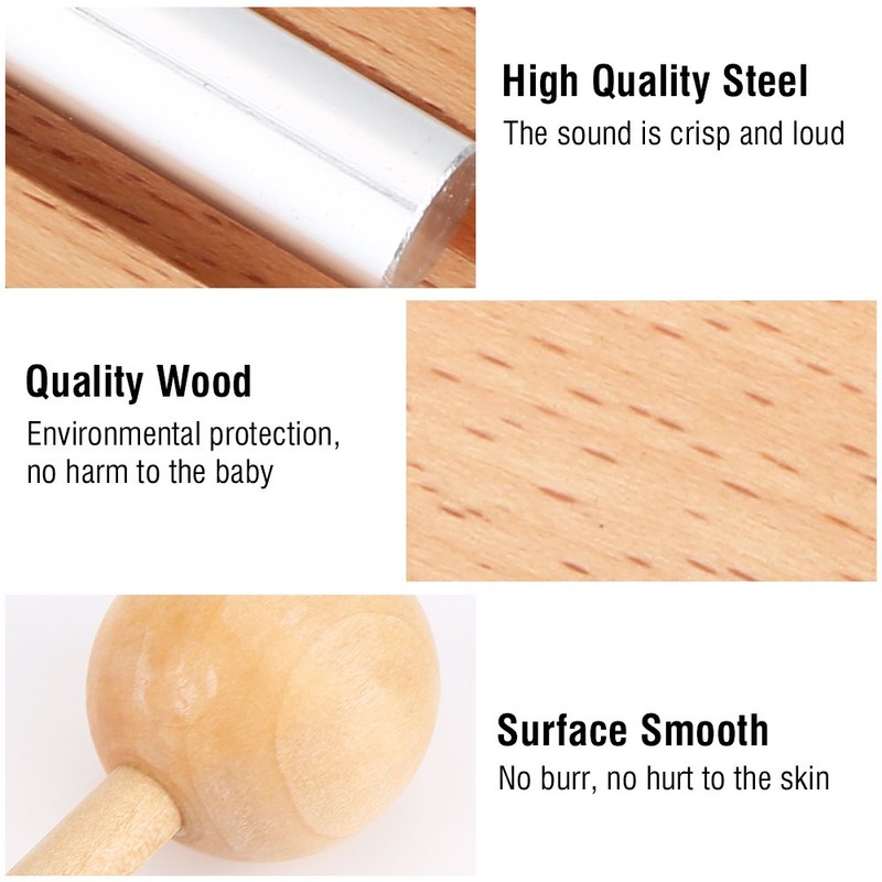 Dilwe 3 Tone Drum Chime Wooden Hammer Percussion Musical Chime