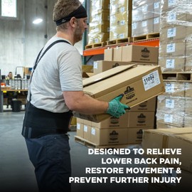 Ergodyne ProFlex 1600 Back Support Brace, 9" Extended Support, High Cut Front For Mobility,Black,2X-Large