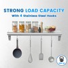 Treshin Stainless Steel Shelf with 4 Hooks 14 x 24