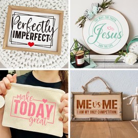 25Pcs Inspirational Word Stencils for Crafts Reusable Quotes Motivational Stencil Positive Drawing Faith Stencils for Painting on Wood Canvas Fabric (25 Words)