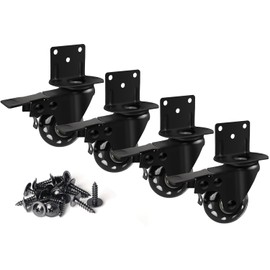 8T8 Side Mount Caster Wheels 2 Inch L Shaped Plate Swivel Casters with Brakes Heavy Duty Set of 4, Silence Rubber Wheels for Furniture, Kitchen Cabinet, Baby Bed, Table, Loading Capacity 400 Lbs