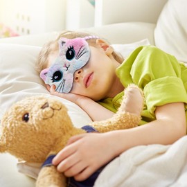 Eye Mask for Sleeping, Cute Cat Pattern Soft Fluffy Plush Sleep Mask, Unisex Cartoon Blindfold Eyeshade Lightweight Travel Eye Mask for Men Women Boys Girls(Color:Multicolor)