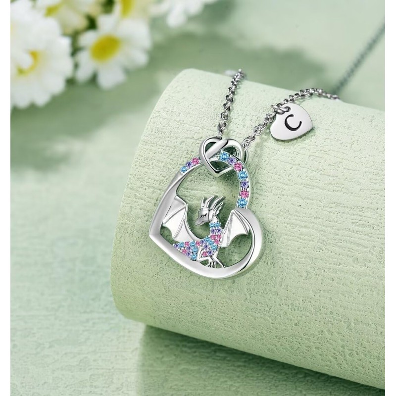 BAOWING Dragon Necklace Gifts for Girls Dragon Necklace for Kids