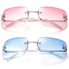LIU·WEN Rectangle Y2k Sunglasses for Women - Trendy Rimless 2000S