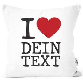 MoonWorks® Cushion Cover I Love You Customisable Customisable with Desired Name Love Gift White One Size