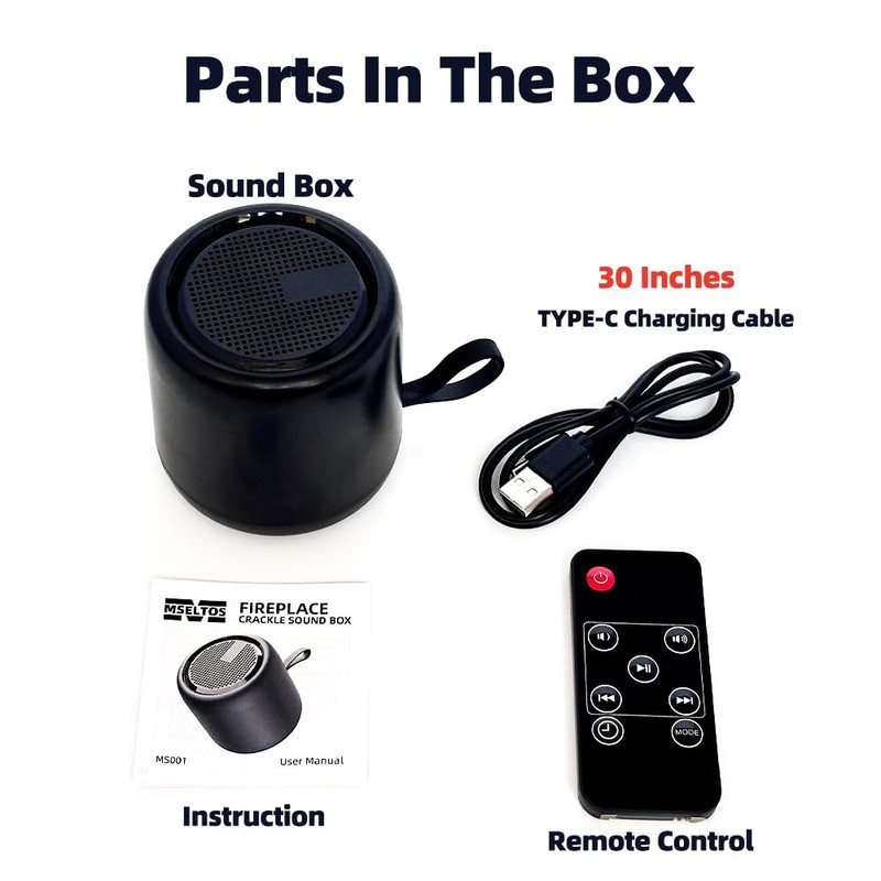 Fireplace Crackler Sound Box for Electric Fireplace with Remote Control,