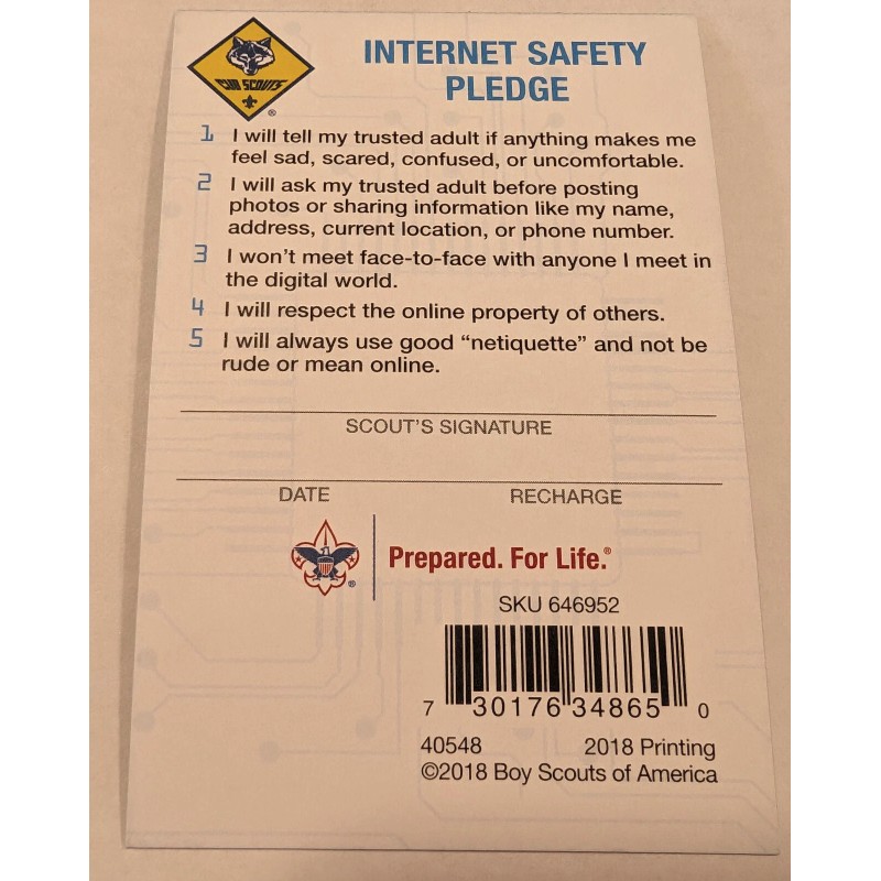 BSA CUB SCOUT CYBERCHIP POCKET CERTIFICATE- 10 CARDS
