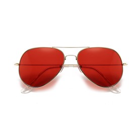 Outray Night Vision Polarized Aviator Sunglasses for Driving (Gold Frame/Red Lens, Red)