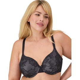 Wonderbra Womens Lightly Lined Full Coverage Bra, BLACK/EXCALIBUR, 40 DD US