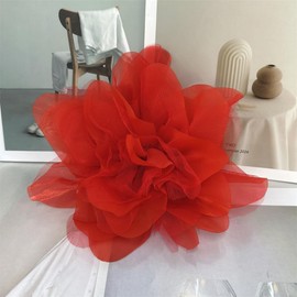 Elegant Mesh Yarn Fabric Rose Flower Extra Large Brooches for women Delicate satin big Floral Lapel pins for Dress Suit Wedding Dance Banquet Ceremony Party Accessories Exaggerated Jewelry 10.6in