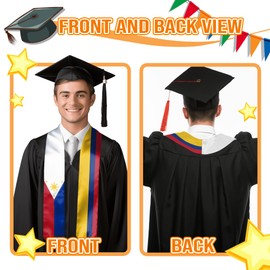 Vcmaluco Graduation Stole Sash Philippines Colombia Flag Graduation Stole Sash Graduation Gift for International Students