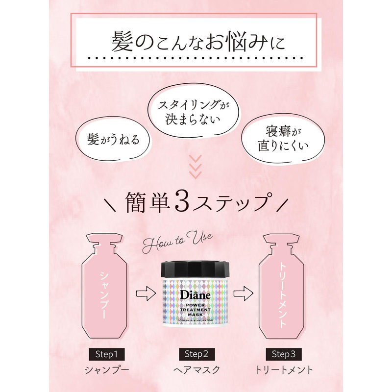 Diane(ダイアン) Power Treatment Mask, Rinse-off Treatment [Intensive Repair for Highly