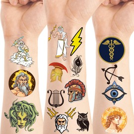 Yunahoo 208Pcs Greek Mythology Temporary Tattoo Sticker Greek legends Motivate Theme Birthday Cute Class School Prizes Party Decorations Supplies Favors Tattoo