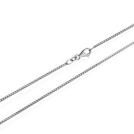 NKlaus Real 925 Sterling Silver Solid Rhodium-Plated Curb Chain Byzantine Chain Necklace 1.40 mm Wide, Sterling Silver