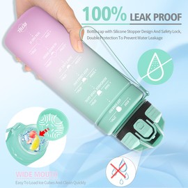 Niggeey Sports Water Bottle 500 ml, 700 ml, 1 L, 1.5 L Water Bottle Children Leak-Proof, BPA-Free Tritan Motivational Water Bottle with Time Marking, Sports Bottle for Children, School, Fitness, Gym