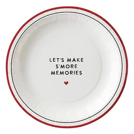 Santa Barbara Design Studio Paper Plates Durable & Strong Round Disposable Plate Set, 7" Diameter, S'more Memories, 12-Count