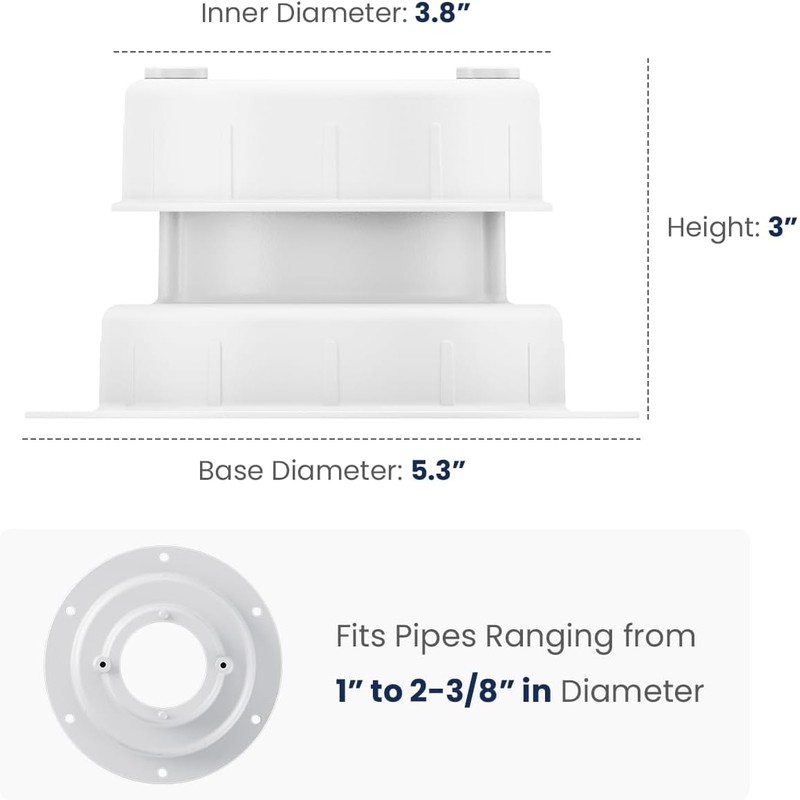 Safoner Aluminum RV Roof Sewer Plumbing Vent Cap Kit- Metal