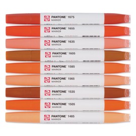 Talens | Pantone Marker 9er Set Warm Red | Dual-Tip-Stift mit Pinselspitze und Keilspitze | Wasserbasierte, pigmentierte Tinte in Pantone-Farben