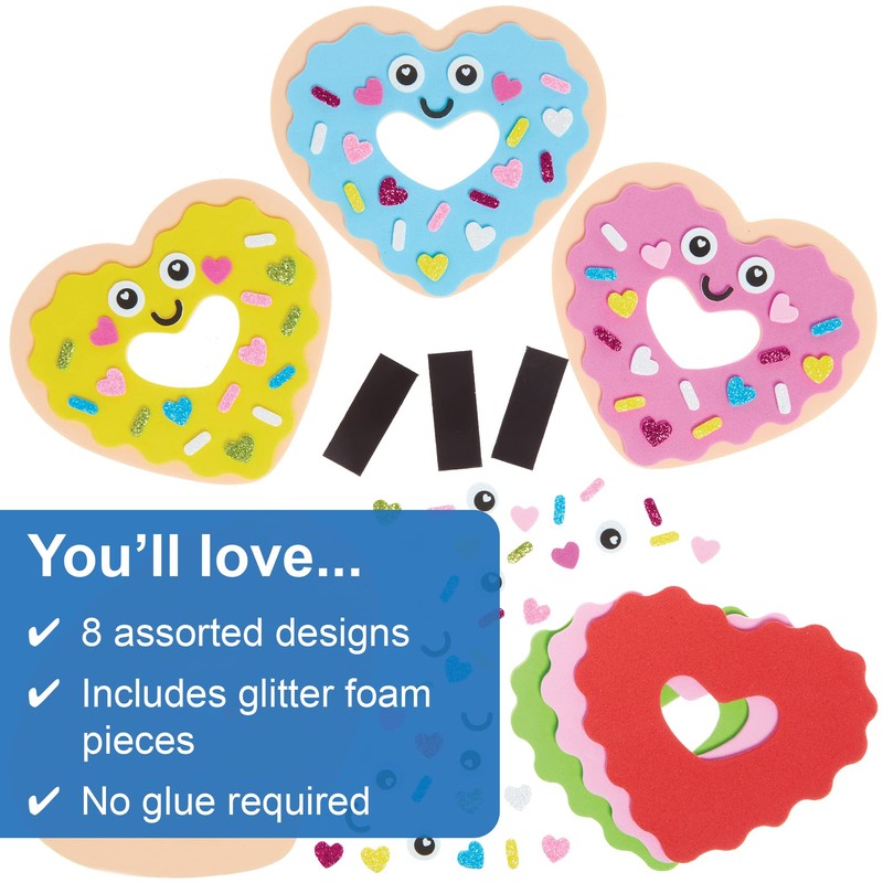 Baker Ross FX122 Love Heart Doughnut Magnet Kits - Pack