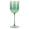 EcoQuality Translucent Plastic Green Wine Glasses with Gold Rim -