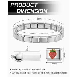 TPZORJX Pack of 18 Charms Bracelet, 9 mm Removable Modules for Italian Bracelets, Stainless Steel Italian Charm de Bracelet Charms, Gift for Men, Boys, Girls (Random Styles), Stainless Steel