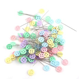 100Pcs Quilting Pins Flat Head,3.9-5cm Long Flower Head Sewing Patchwork Pins Quilting Supplies(Button Head)