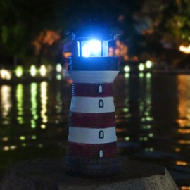 Juliahestia Solar Lighthouse with Rotating Beacon – Led Light House for Yard Garden Nautical Decor Lamp Outdoor Decoration Lawn Ornament Outside Statue Mother Day Gift for Mom