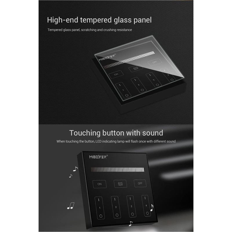 LIGHTEU®, Miboxer 4 Zone Remote Brightness Dimmable 2.4Ghz RF Remote