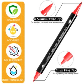 30 Colors Acrylic Paint Pens, Dual Tip Acrylic Paint Markers with Brush Tip and Fine Tip, Acrylic Pens for Rock Painting, Wood, Canvas, Stone, Glass, Ceramic,DIY Crafts Making Art Supplies