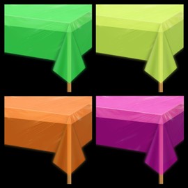 APUXXJUPA Glow in The Dark Tablecloths, Neon Party Colorful Tablecloths, Neon Table Covers for Birthday Party Decorations Neon Glow Party Supplies, 130 x 220 cm