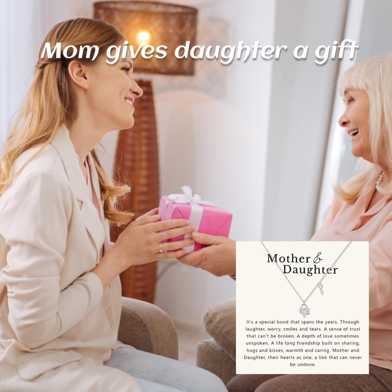 Mother Daughter Necklace Silver Heart Necklaces Key Charm Necklace for