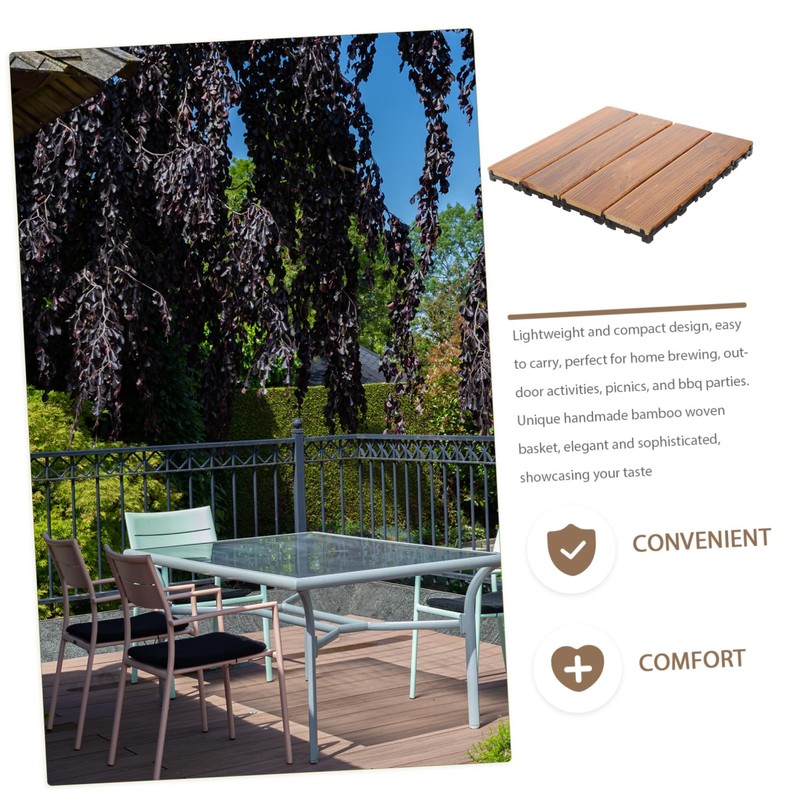 Tofficu Interlocking Decking Tiles Splashproof Outdoor Flooring for Balcony Deck