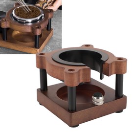 Bear-shaped coffee filter holder made of wood, sturdy tamper stand for 51 mm, 53 mm, 58 mm portafilter, easy preparation of efficient coffee with non-slip base