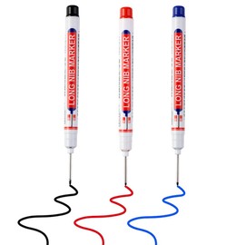 Acfun Multi-purpose Deep Hole Marker Pens Long Deep Nib Markers 20mm Long Head Drill Markers Colorful Waterproof Carpenter Pens Permanent Markers for Builders Construction Bathroom Woodworking (3)