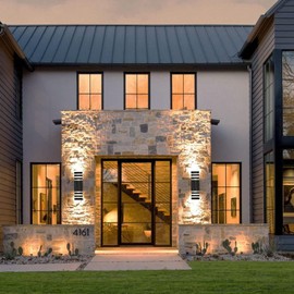 Square Lampholder, Up and Down Wall Lights Holder, Aluminum + Acrylic Body Waterproof IP65 led Porch Light Holder for House Patio Garage Garden.E26R (Bulb not Included)