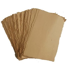 Deckle Papers Handmade Deckle Edge Scrapbooking Paper, Home Decoration, Invitations, Crafts -Thick 150 GSM Size-A6 Pack of-50-Brown