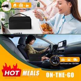 Qrastlu - Calentador de alimentos portátil de 100 W, 12 V/24 V/110 V, calentador de alimentos eléctrico para adultos, horno de microondas personal 3 en 1, fiambrera calentada para coche, camión, hogar